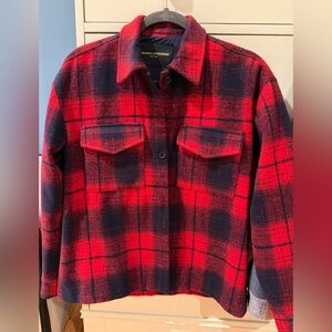 Amanda Uprichard Red and Navy Plaid shacket